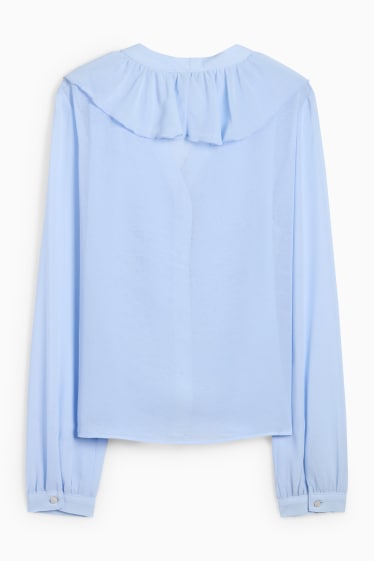 Women - V-neck blouse - light blue
