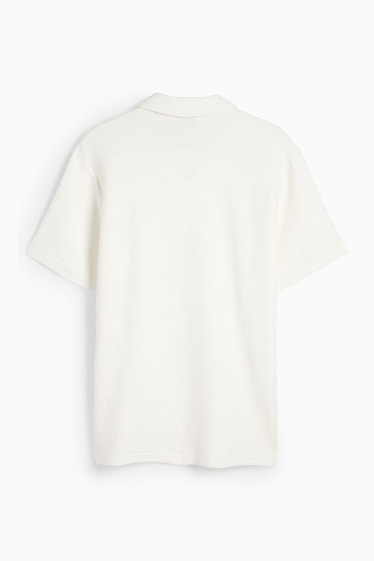 Bărbați - Tricou polo din tricot - relaxed fit - structurat - alb