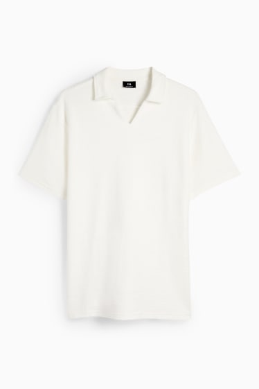Bărbați - Tricou polo din tricot - relaxed fit - structurat - alb