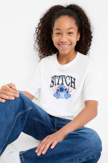 Copii - Fete - Lilo & Stitch - tricou cu mânecă scurtă - alb