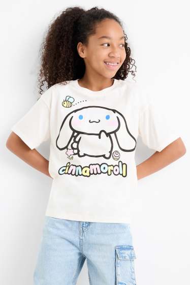Copii - Fete - Cinnamoroll - tricou cu mânecă scurtă - alb-crem