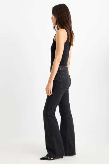 Femei - Flared jeans - talie medie - LYCRA® - denim-gri închis