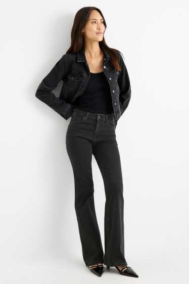 Femei - Flared jeans - talie medie - LYCRA® - denim-gri închis