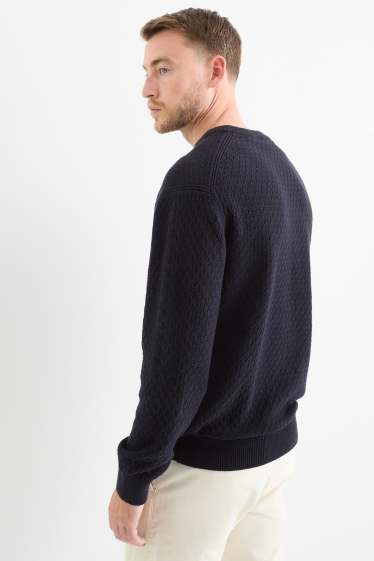 Uomo - Maglione - tramato - blu scuro