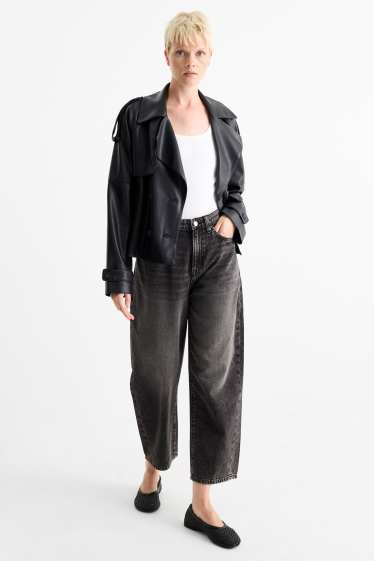 Dámské - Barrel jeans - high waist - džíny - tmavošedé