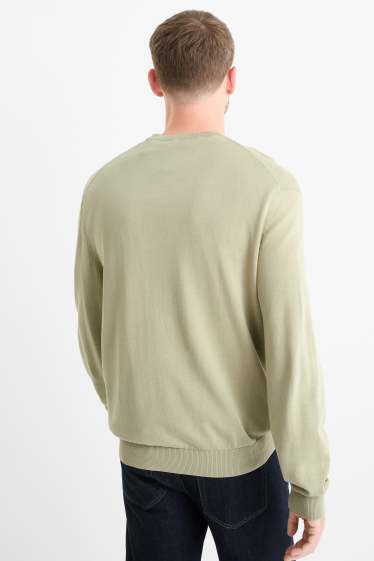 Bărbați - Pulover din tricot fin - verde deschis