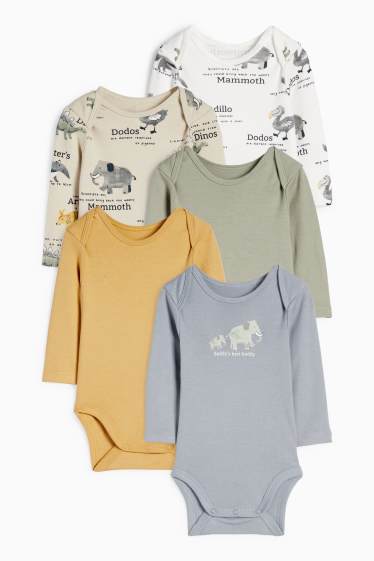 Unisex - Multipack 5 buc. - dinozaur, mamut și animale sălbatice - body bebeluși - verde