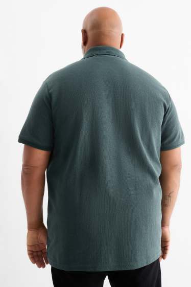 Bărbați - Tricou polo din tricot - regular fit - structurat - verde închis