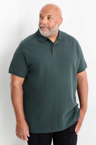 Bărbați - Tricou polo din tricot - regular fit - structurat - verde închis