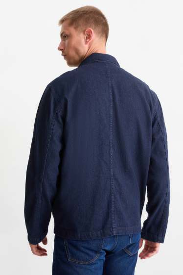 Bărbați - Jachetă tip cămașă - relaxed fit - guler Kent - denim-albastru închis