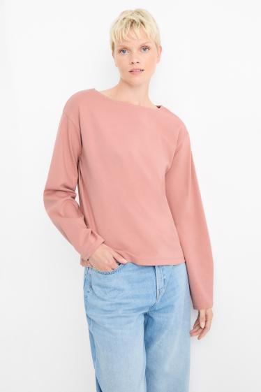 Femei - Tricou cu mânecă lungă - roz închis