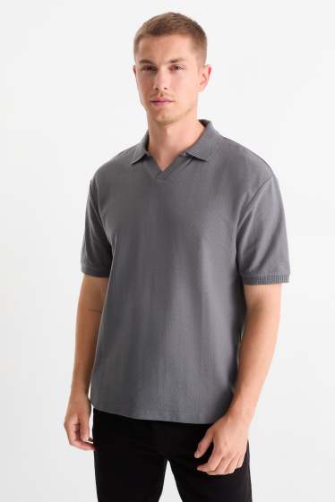 Bărbați - Tricou polo tricotat - regular fit - gri închis