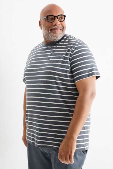 Bărbați - Tricou - regular fit - cu dungi - gri închis