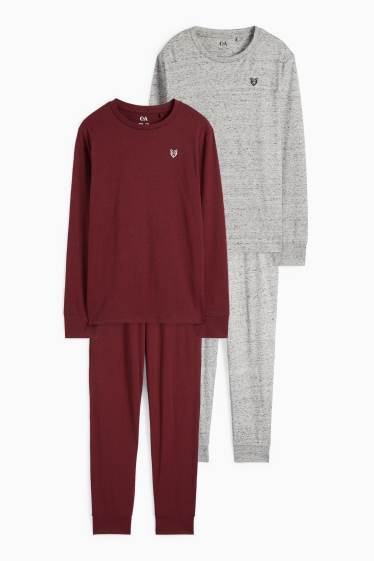 Copii - Băieți - Multipack 2 buc. - lup - pijama - 4 piese - roșu / gri