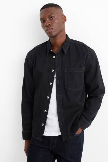 Men - Denim shirt jacket - regular fit - kent collar - denim-dark blue