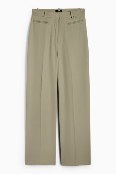 Femei - Pantaloni office - talie înaltă - relaxed fit - kaki