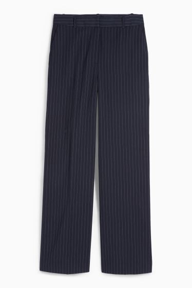Femei - Pantaloni office - talie înaltă - relaxed fit - dungi fine - albastru închis