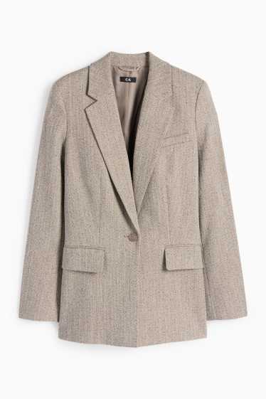 Femei - Blazer lung - regular fit - structurat - gri melanj