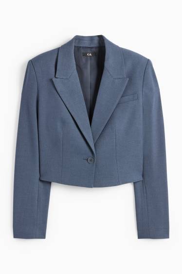 Femei - Blazer crop - regular fit - structurat - albastru închis