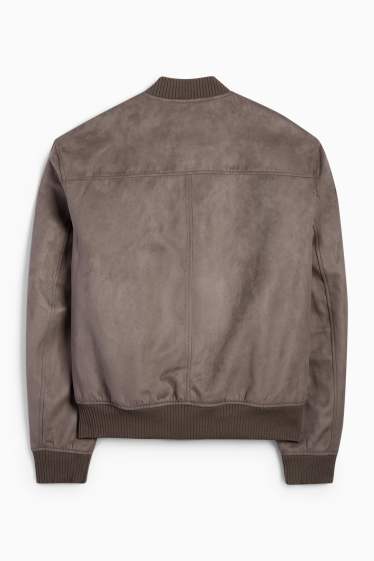 Bărbați - Jachetă de aviator - imitație de piele întoarsă - taupe