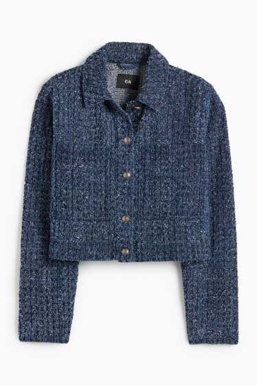 Femei - Jachetă din denim bouclé - albastru închis