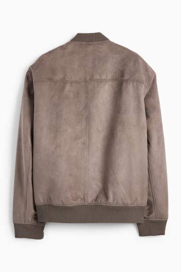 Bărbați - Jachetă de aviator - imitație de piele întoarsă - taupe