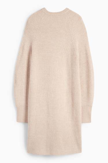 Femei - Rochie tricotată - reiată - bej deschis