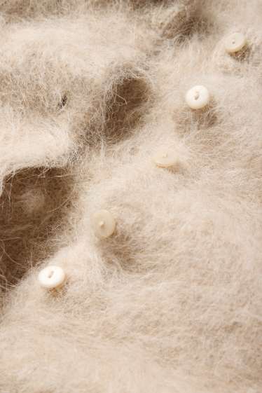 Femei - Cardigan tricotat - amestec de alpaca - bej