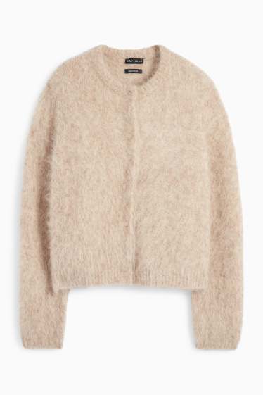 Femei - Cardigan tricotat - amestec de alpaca - bej