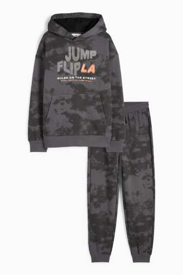 Copii - Băieți - Set - hanorac și pantaloni de trening - 2 piese - cu model - gri închis