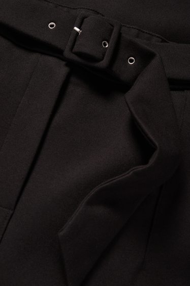 Femei - Pantaloni din jerseu - talie înaltă - wide leg - negru