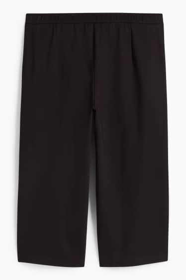 Femei - Pantaloni din jerseu - talie înaltă - wide leg - negru