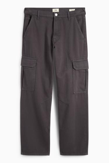 Bărbați - Pantaloni cargo - relaxed fit - gri închis