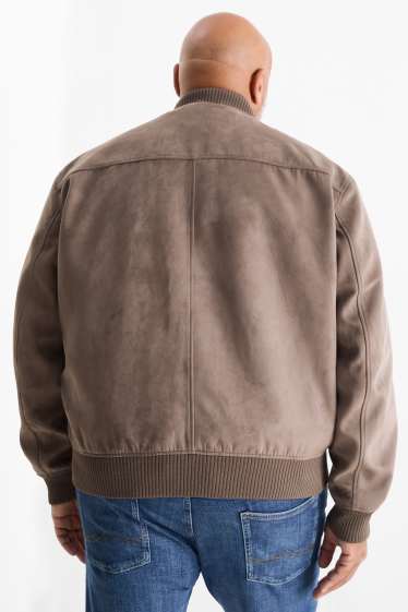 Bărbați - Jachetă de aviator - imitație de piele întoarsă - taupe