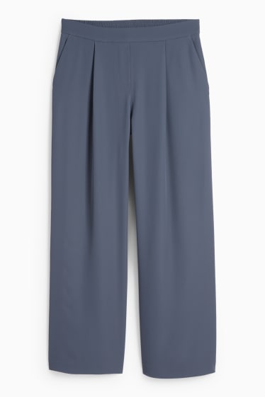 Femei - Pantaloni de stofă - talie medie - straight fit - gri închis