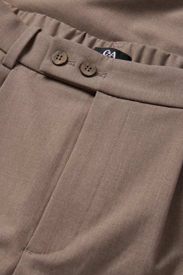 Femei - Pantaloni office - talie medie - wide leg - maro