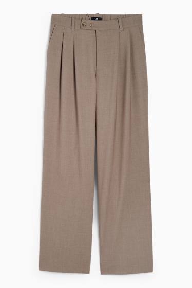 Femei - Pantaloni office - talie medie - wide leg - maro