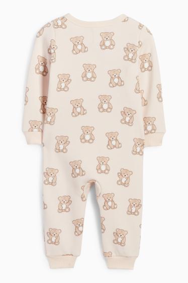 Bebeluși - fete - Ursuleți - pijama salopetă bebeluși - bej