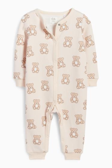 Bebeluși - fete - Ursuleți - pijama salopetă bebeluși - bej