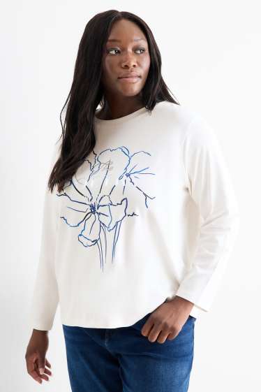 Damen - Langarmshirt - weiss