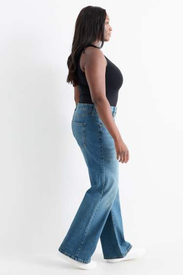 Femei - Wide leg jeans - talie înaltă - denim-albastru