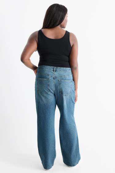 Femei - Wide leg jeans - talie înaltă - denim-albastru