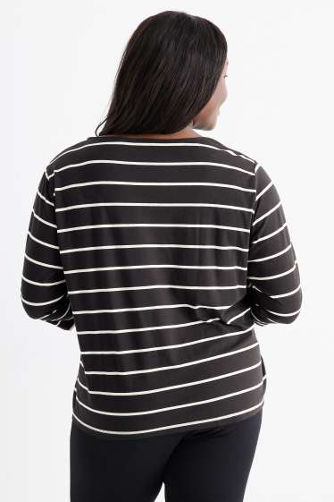 Femei - Tricou cu mânecă lungă - cu dungi - negru