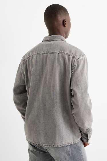 Bărbați - Cămașă din denim - relaxed fit - guler Kent - denim-gri deschis