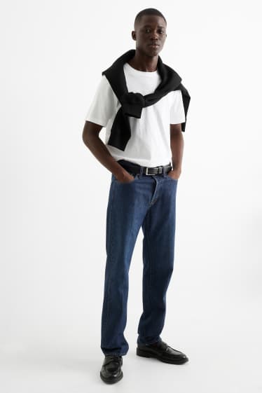 Bărbați - Regular jeans cu fentă cu nasturi - denim-albastru