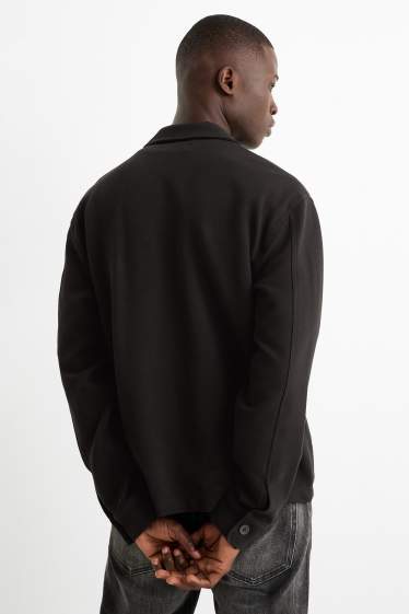 Bărbați - Jachetă tip cămașă - relaxed fit - guler Kent - negru