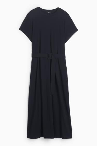 Femei - Rochie-tricou cu curea - negru