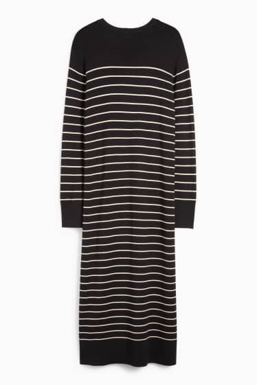 Femei - Rochie din tricot - cu dungi - negru