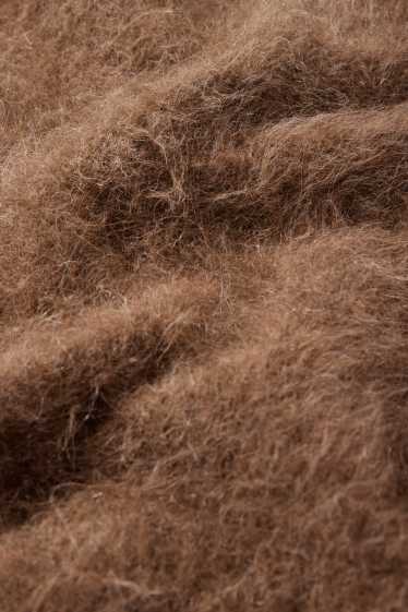 Femei - Pulover tricotat - cu mânecă scurtă - amestec de lână alpaca - maro