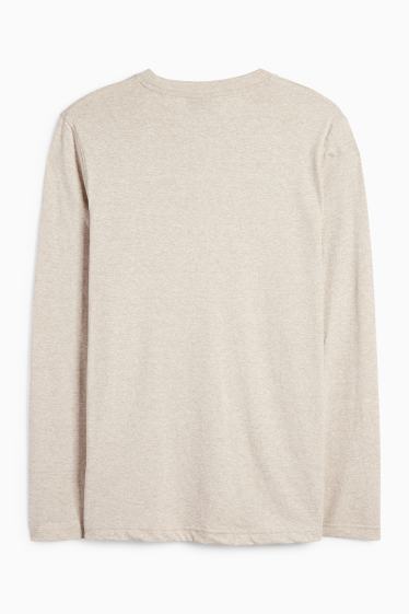 Bărbați - Tricou cu mânecă lungă - bej deschis